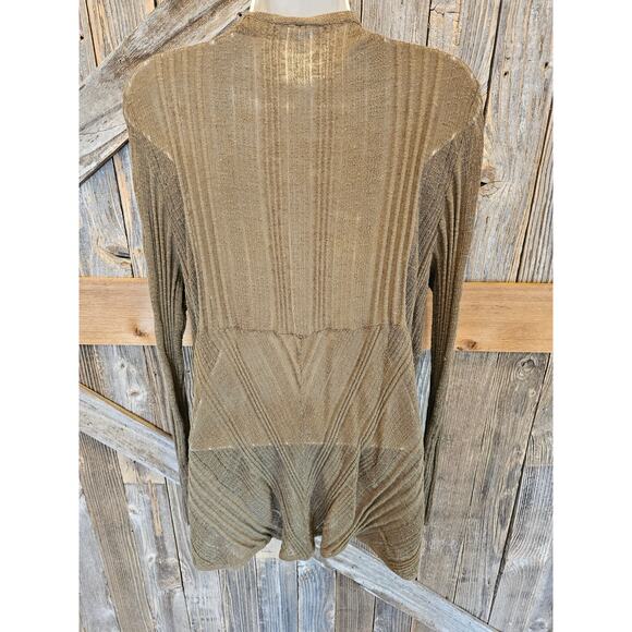 Eileen fisher linen blend Italian yarn cardigan green open jacket EUC size L ^ - Picture 5 of 7